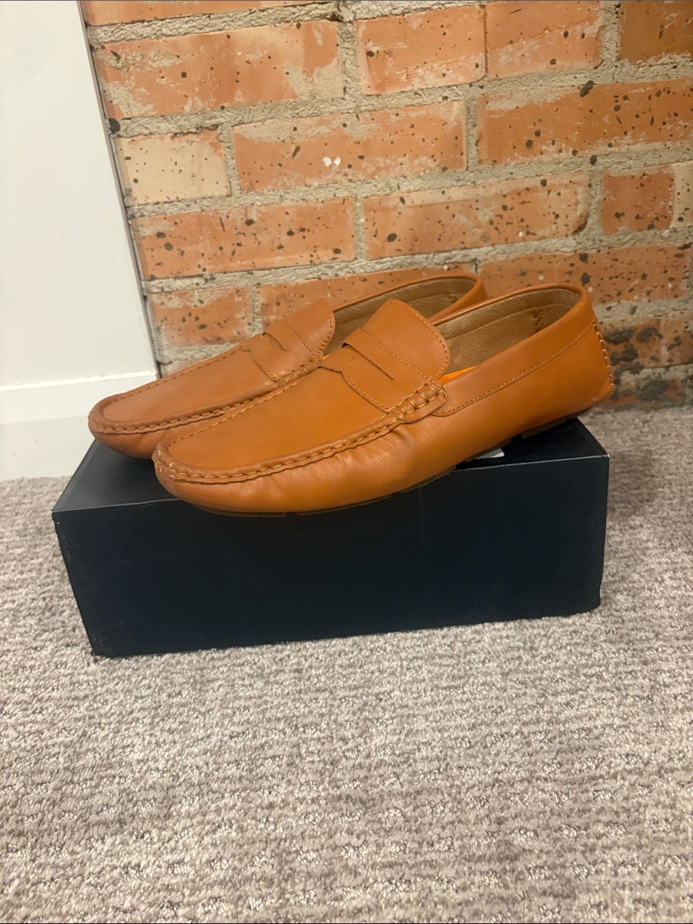Men’s Tan Leather Slip-On Loafers